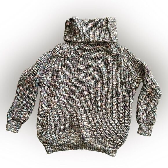 Roz&Ali Chunky Knit Turtleneck Sweater Multicolor Marled Raglan Sleeve Womens 2X - Picture 1 of 4